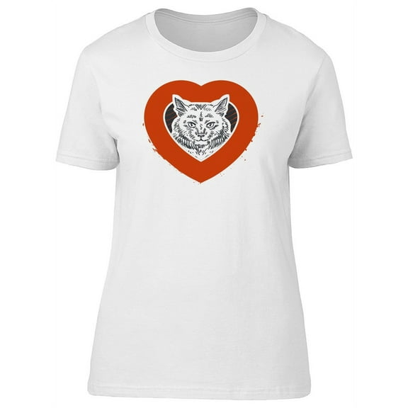 Cat Inside Red Heart T-Shirt Women -Image by Shutterstock, Female Medium