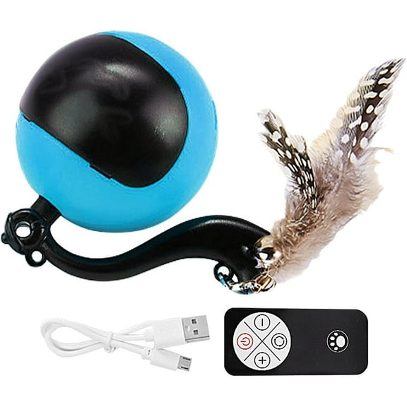 Cat Interactive Ball - Cat Ball Toy, Automatic Rolling Ball | Pet Moving Ball with Feather and Sound, Chasing Motion Activated Playing Ball, Remote Controlled Moving Cat Ball, Smart Balls for Cat Kitt