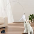 thumbnail image 1 of Cat Interactive Feather Wand Toy | Suction Cup Base & Handheld Play | Bell & Catnip Compatible | Durable Tear-Resistant Fibers | Multi-Sensory Stimulation | 31x20cm | White Black Pink, 1 of 6