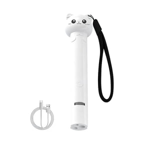 Cat Interactive Laser Pointer Toy, Cute Cat-Shaped LED Light Stick for Kitten Indoor Play and Chasing White 6"
