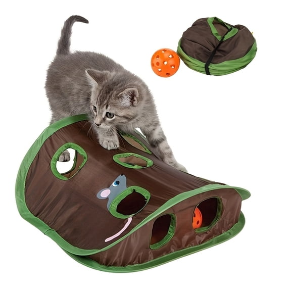 Cat Interactive Puzzle Toy With Bell Sound, Multi-Section Tent, Crawl Tunnel & Hole - Engaging Design For Indoor Exercise & Enrichment - For Cats Mental Stimulation, Entertainment