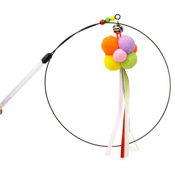 Cat Interactive Stick with Balls Bells Feather Wand for Cat Teaser Catcher Exercise Playing Fun Toys Pet Supplies