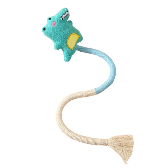 Cat Interactive Toy Rope Teaser With Catnip Filled Self-Entertainment Chew Stick For Kitten Molar Bite Resistant Dinosaur Shape Tassel Tail Design Pet Supplies