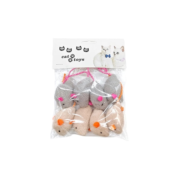Cat Interactive Toys for Indoor Cats, 2.5 in Fuzzy Mice, Cat Grass, Relaxation Relief Toys, Feline Stimulation, 8 Set, Assorted Neutral Tones, Seasonal Gifting