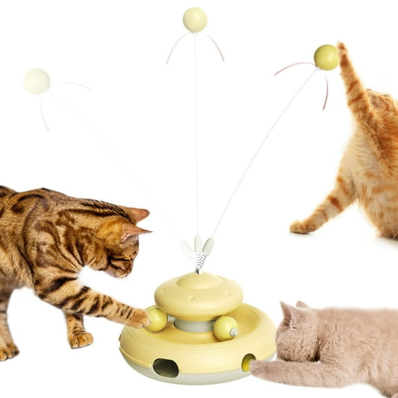 Cat Interactive Toys for Indoor Cats Dancer Supplies Bored Young Kitten Teaser Wand Feather Boredom Toy Weight Loss Kitty Tracking Balls Birthday Gift Adult Pet Enrichment Self Play High Energy Game