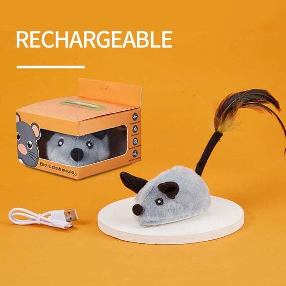 Cat Interactive Toys Remote Control Mouse Electronic Self-Play Exercise Toy for Cats Hunting Stimulation Rechargeable Washable(Gray)