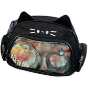 Cat Ita Bag with Clear Pin Window, Cute Anime Backpack, Pin Display Backpack, Kawaii Japanese PU Leather Y2k Aesthetic Shoulder Crossbody Bag