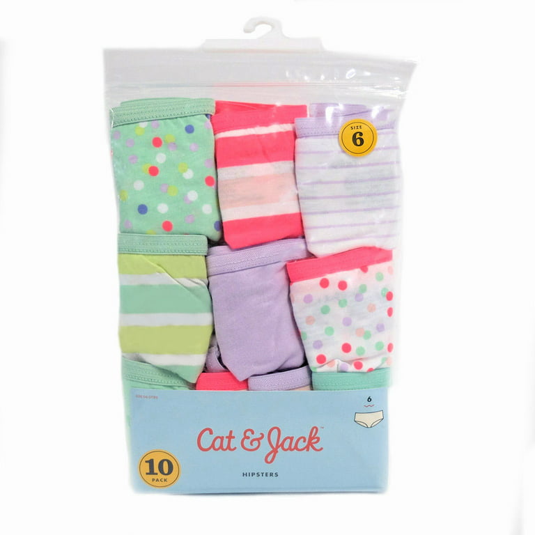 Cat & Jack Girls 100% Cotton Hipsters, Size 6 (10-Pack) 