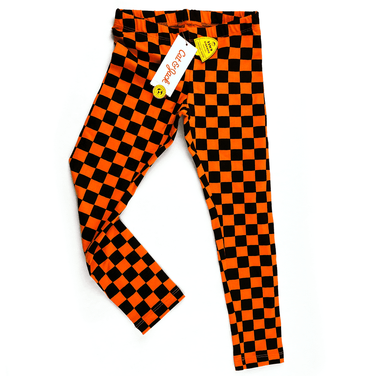 Cat & Jack Girls Leggings Size 4-5 XS, Halloween Themed Orange & Black  Checkered Print