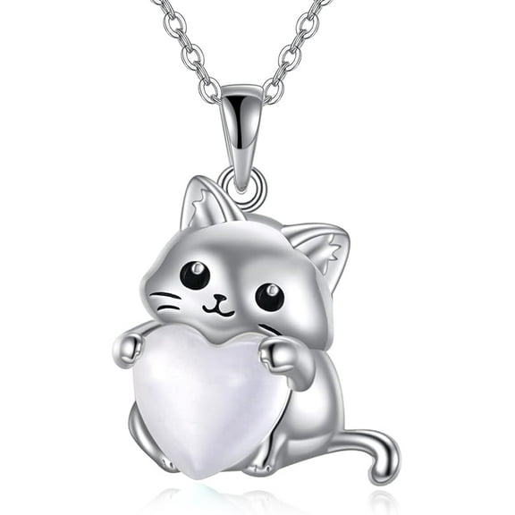Cat Jewellery Gifts for Women Sterling Silver Birthstone Cat Necklace Christmas Jewellery