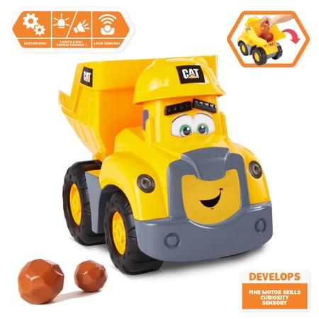 Cat Jr. Preschool Construction Buddies Dump Truck, Light & Kid Vroom Sounds and Auto Dumping Feature