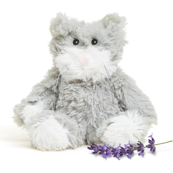 warmies Junior 9” Cat Stuffed Animal, Microwavable Heated Plushies and Weighted Soft Plush Toys