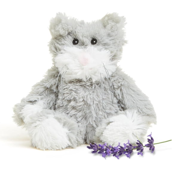 warmies Junior 9” Cat Stuffed Animal, Microwavable Heated Plushies and Weighted Soft Plush Toys