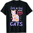 thumbnail image 1 of Cat Just A Girl Who Loves Cats Gift for Cat Lovers Funny Creative Graphic T-Shirt, 1 of 3