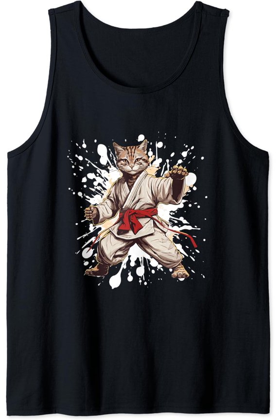 Cat Karate Animal Fighter Judo Tank Top Size S-3XL