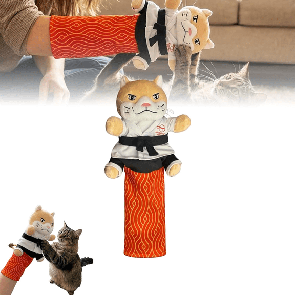 Cat Karate Kitty Puppet Cat Wrestling Puppet with Protective Forearm Sleeve, 2026 New Cats Hand Biting for Play Karate Kitten Toy Interactive Boxing with Arm Wrestling