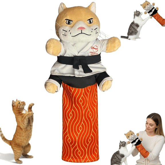 Cat Karate Kitty Puppet Cat Wrestling Puppet with Protective Forearm Sleeve, 2026 New Cats Hand Biting for Play Karate Kitten Toy Interactive Boxing with Arm Wrestling