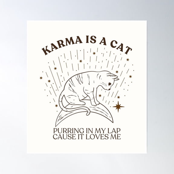 Cat Karma Poster Wall Art, Modern Wall Decor, 8x12 UNFRAMED
