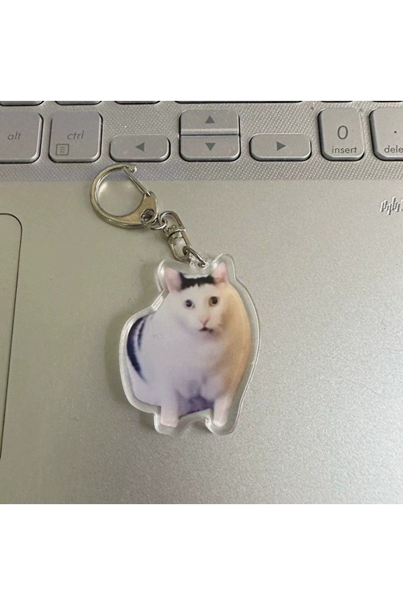 Cat Keychain Cute Cat Meme Keychains Two Cats Talking Keyring Kawaii Charm Keychain Funny Gift For Friend, Multi, 2in