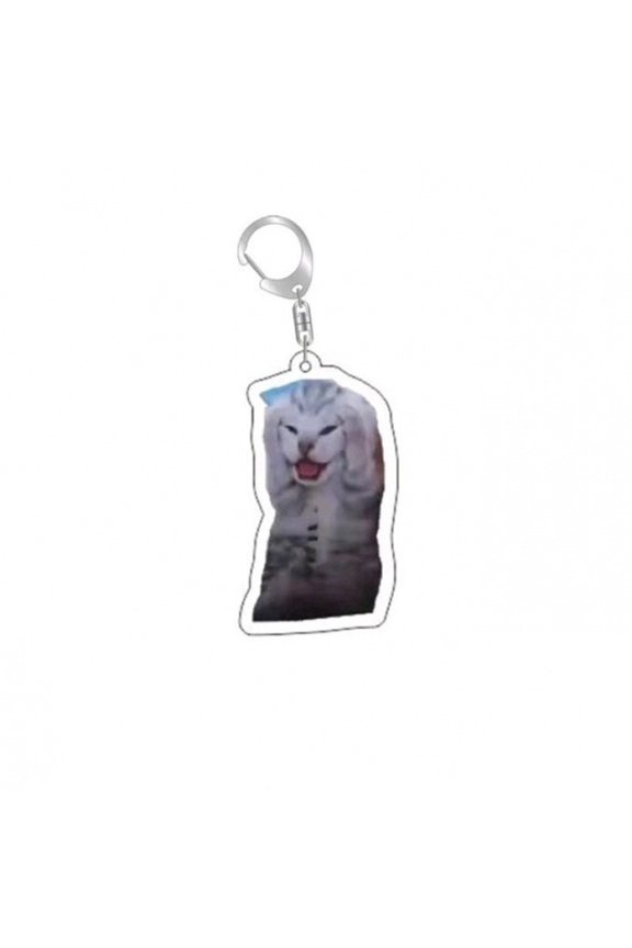 Cat Keychain Cute Cat Meme Keychains Two Cats Talking Keyring Kawaii Charm Keychain Funny Gift For Friend, Multi, 2in