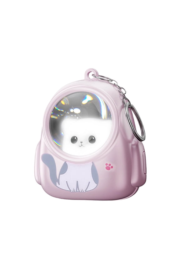 Cat Keychain For Kids Glowing Astronaut Keychain Cat Keychains With LED Light Portable Mini Flashlight Pink
