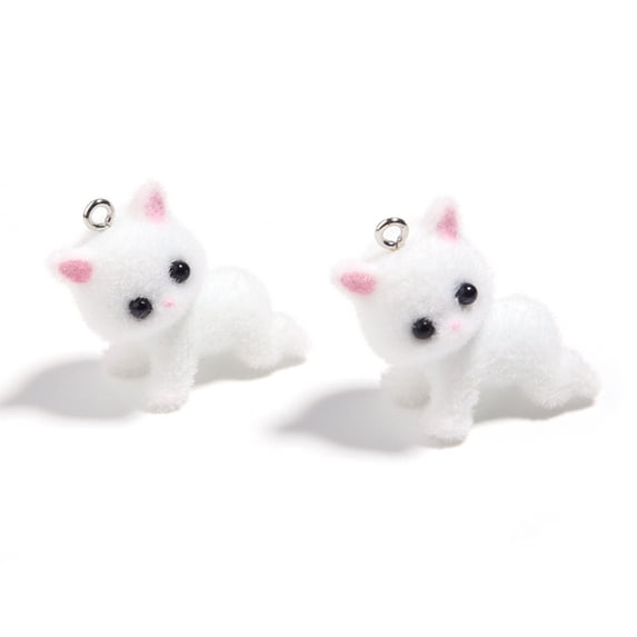 Cat Keychain Pendant Flocking Resin Three-dimensional Bag Charm for Car Keys and Backpack Accessories