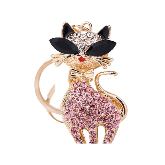 Cat Keychain Pink Rhinestone