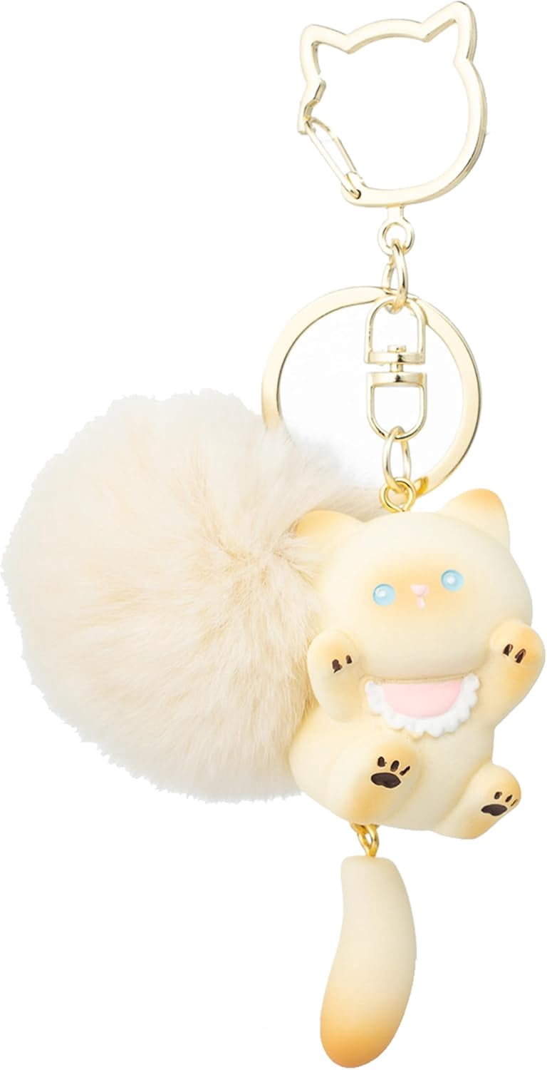 Cat Keychain Pom Pom KeyChain Cute Keychains for Women Bag Charms ...