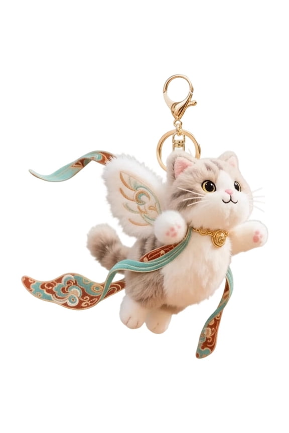 Cat Keyring, Cute Plush Dunhuang Flying Cat Keychain Pendant Backpack Accessories Bag Charms, Car Keychain Plush Ornament