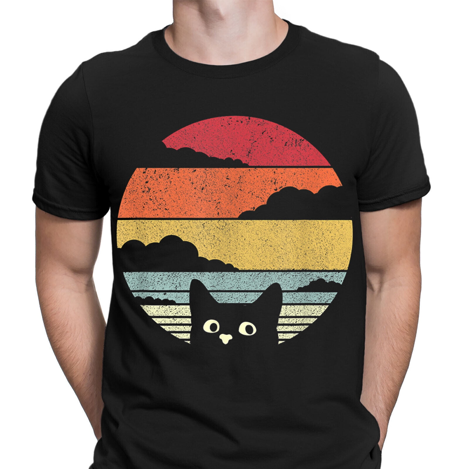 Cat Kitten Cats Animal Lovers Gift Funny Retro Mens TShirts Tee Top 
