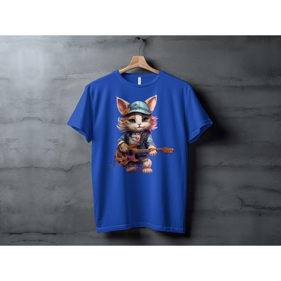 Cat Kitten Guitar Player T-Shirt, Guitarist Shirt, Rock Band Shirt, Guitar Player Gift, Cat Lover T-Shirt, Pet Cat Shirt, Gift For Her