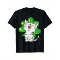 thumbnail image 1 of Cat Kitten Shamrock Lucky St Patricks Day Funny T-Shirt  Black S-5XL Lucky Kitten Shamrock T-Shirt 100 Percent Cotton Soft Crew Neck Top Playful Holiday Design Casual Comfortable Wear Machine Washab, 1 of 5