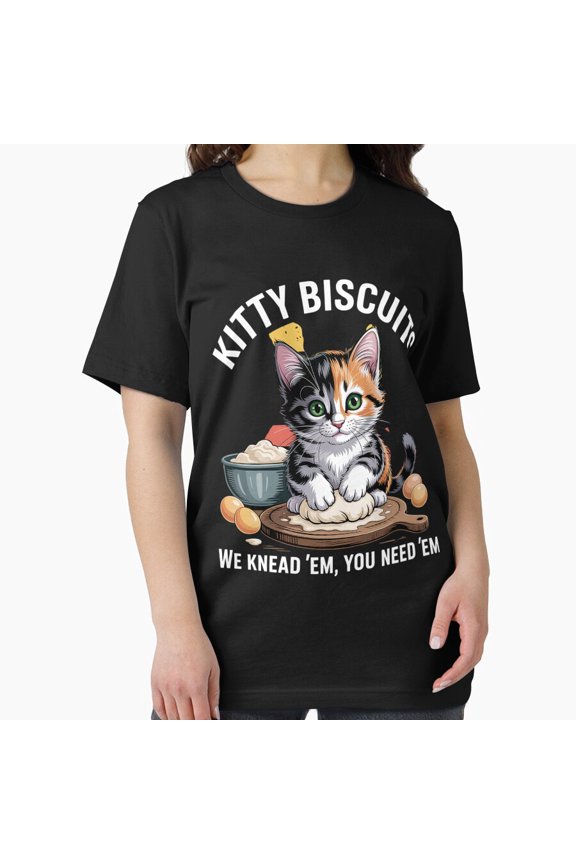 Cat Kitty Biscuits Simple Cute Kneading Cat Pun Unisex T-Shirt, up to size 5XL