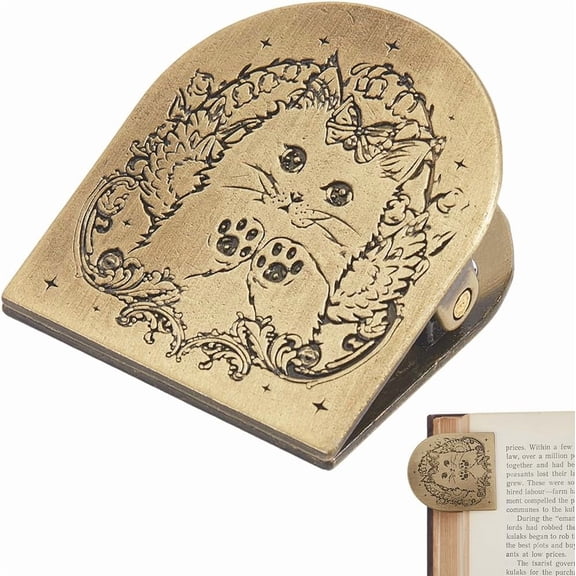 Cat Kitty Journal Metal Clip Cute Vintage Travelers Notebook Book Bill Binder Clips Holder Alloy Antique Bronze Decorative Midori Travelers for TN Travelers Art Reading Decoration Accessories Bronze