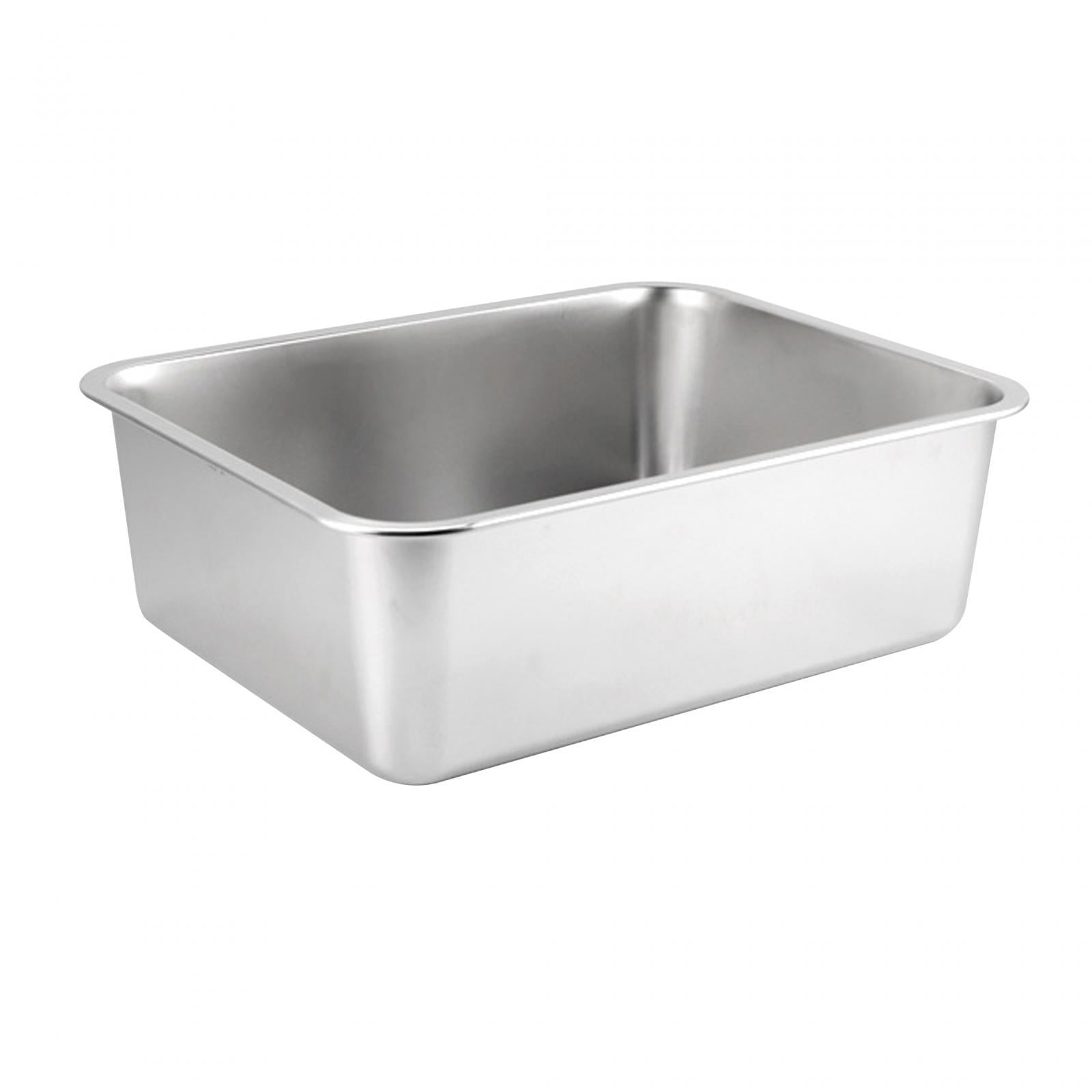 Cat Kitty Litter Pan Stainless Steel Open Top Pet Litter Tray Cat Toilet Easy to Clean Portable High Sided Cat Sandbox Cat Bedpan 50cmx35cmx10cm