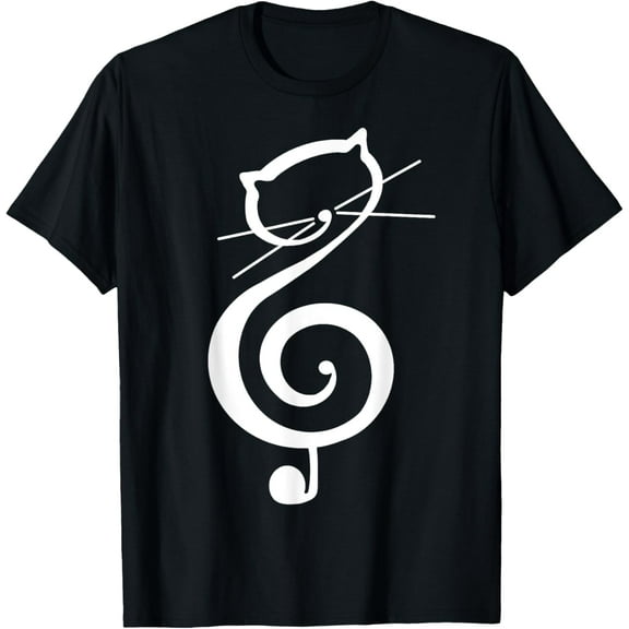 Cat Kitty Treble Music Clef Funny Cat Music Notes Women Men T-Shirt