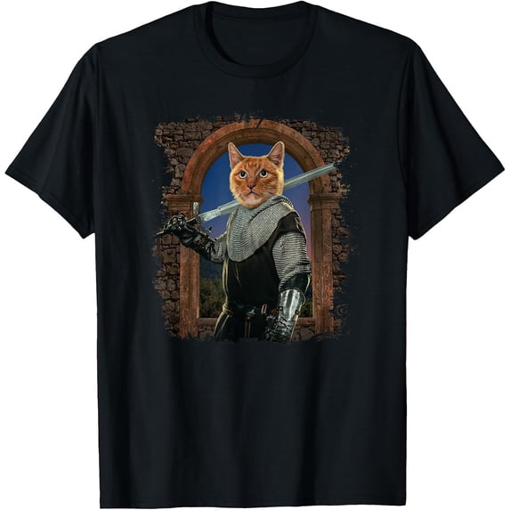 Merch Tyable Cat Knight Arthur Sword Round Table Parody Tee Shirt - Walmart.com