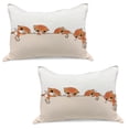thumbnail image 1 of Cat Knitted Quilt Pillowcover Set of 2, Banner with Little Kitties Felines over Jumping the Walls Free Design, Standard Queen Pillow Sham Bedroom, 30" x 20", Orange Cream White, by Ambesonne, 1 of 1