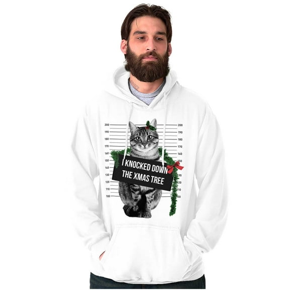 Cat Knocked Down the Christmas Tree Unisex Plus Fleece Graphic Hoodie Brisco Brands 2X
