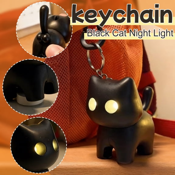 Cat LED Keychain Light, Cute Animal Night Light Keychain, Mini Portable Flashlight for Keys, Funny Cat Lover Gift, Pocket Emergency Light for Bag Purse A