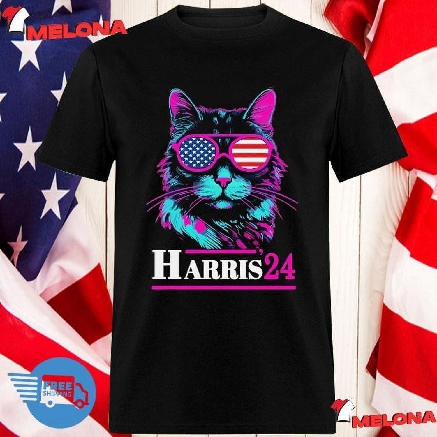 Cat Ladies For Kamala Harris Walz 2024 President Political Tshirt