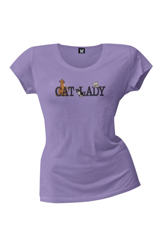 Cat Lady Embroidered Women's T-Shirt - Small