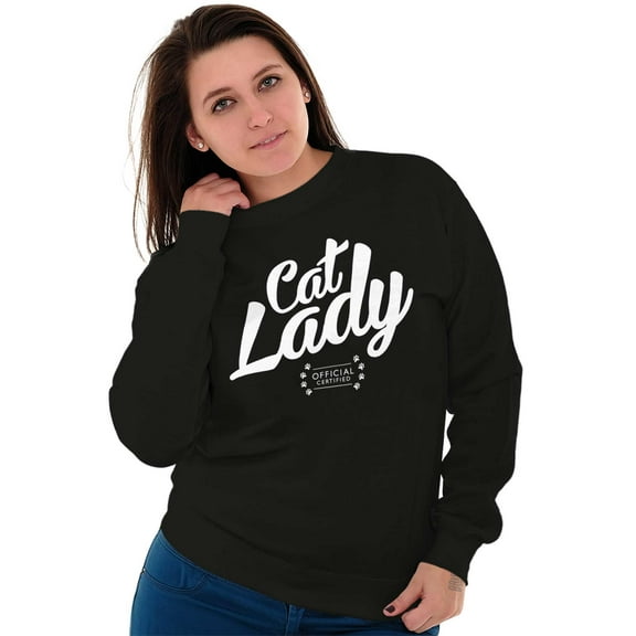 Cat Lady Officially Certified Funny Women Crewneck Sweatshirt Brisco Brands S