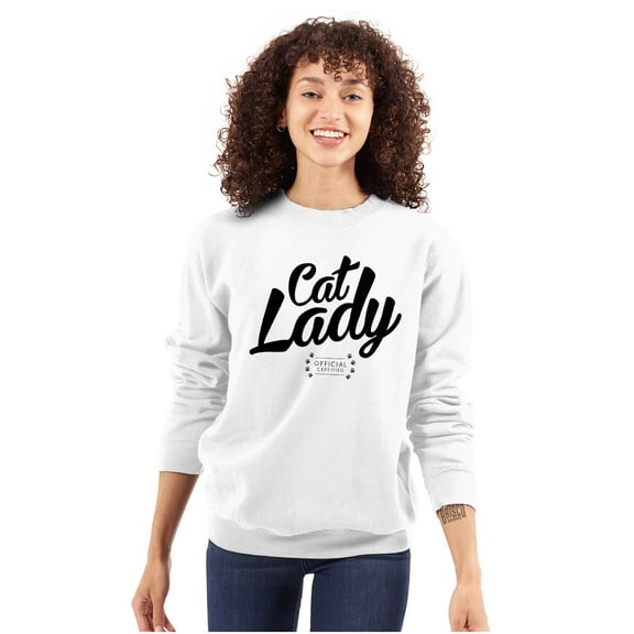 Cat Lady Officially Certified Funny Women Plus Size Crewneck Sweatshirt Brisco Brands 3X