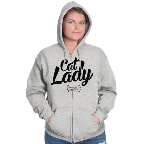 Cat Lady Officially Certified Funny Zip Hoodie Sweatshirt Women Brisco Brands S