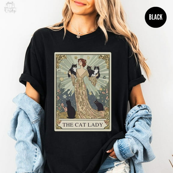 Cat Lady Tarot Card Shirt, Cat Lover Tshirt, Witchy Cat Lady Tee, Cat Mom Gift, Funny Cat Mama Mothers Day Gift