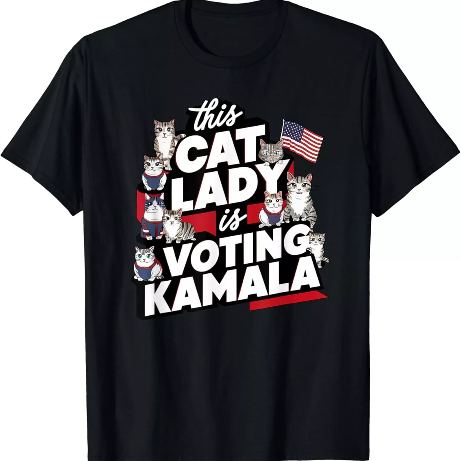 Cat Lady Voting for Kamala Harris 2024 1st Female President Unisex T