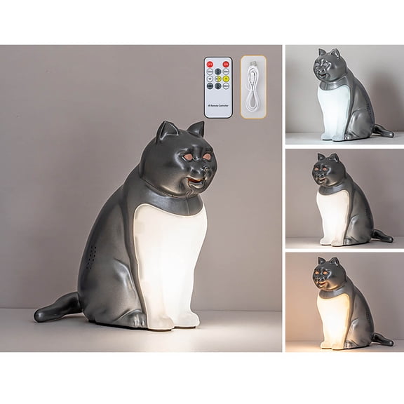 Cat Lamp 1 Set Bedside Table Lamp with USB Charging Ports Soft Night Light Aromatherapy Diffuser and Soothing Sounds for Bedroom Decor JASKFLY
