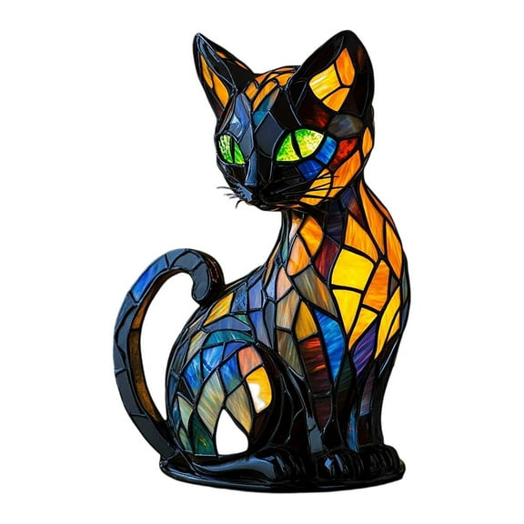 Cat Lamps Stained Glass,Dog Series Art Night Light,Unique LED Light Ornament,Modern Lamps Stained Glass,Stained Resin Light,Pet Cat Dog Themed LED Table Light,Fun Gift for Dogs Lovers(Type A)