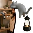 thumbnail image 1 of Cat with Lantern Shelf Decor, Decorative Bookshelf Light, 3D Printed Cats Shelf Hook with LED Lantern, Cats Hook with Lanterns for Keys Desk Bookshelf, Gift for Cat Lovers, 1 of 4